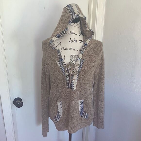 Skonhet Brown With Design Boho Hoodie Pullover - Picture 1 of 10